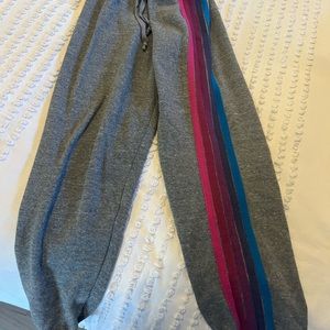 Aviator Nation Five Stripe Heather Grey Sweatpants - Size Small